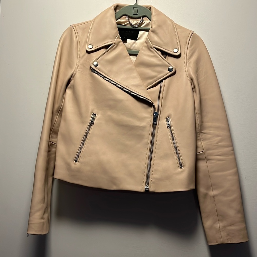 Jcrew beige leather jacket